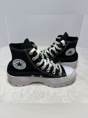 Converse Black and White Platform Lug Chuck Taylor High Top Sneakers